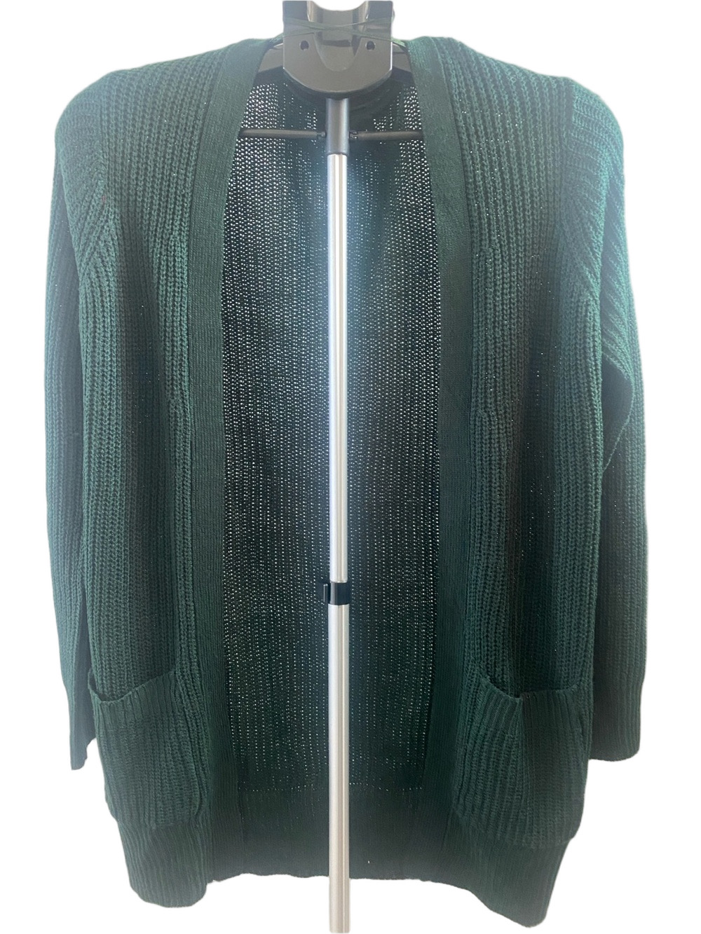 Ambiance Forest Green Open-Front Knit Cardigan